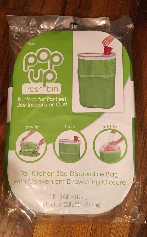 Fling Bin Trash Can Solid Color Theme Banquet Holiday Party Decoration- GREEN