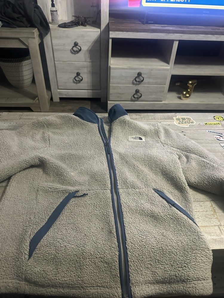 The North Face Men's Brown Blue Full Zip Fleece Jacket Large