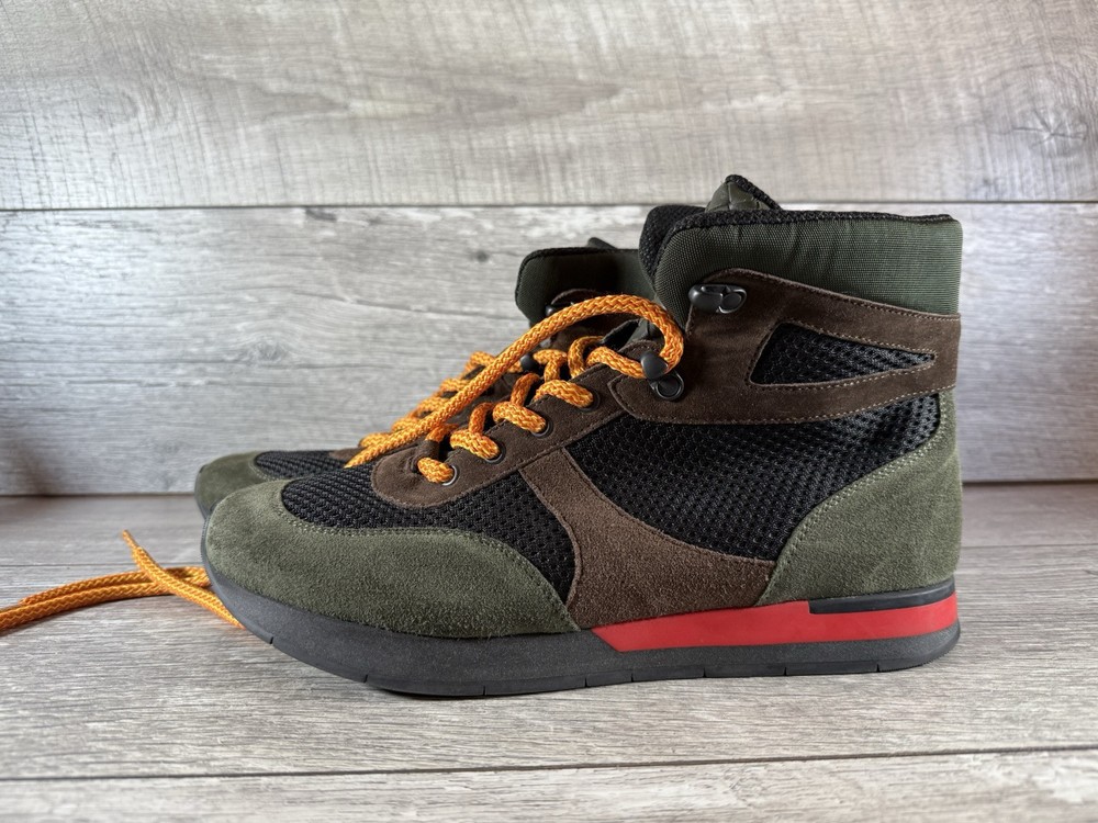 Bottega Veneta Green Multicolor Suede High Top Sneakers Size 42.5