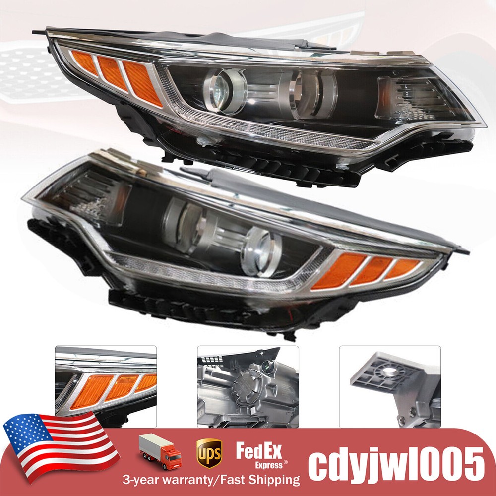 Pair Headlights For 2016 2017 2018 Kia Optima Projector Left+Right with LED DRL