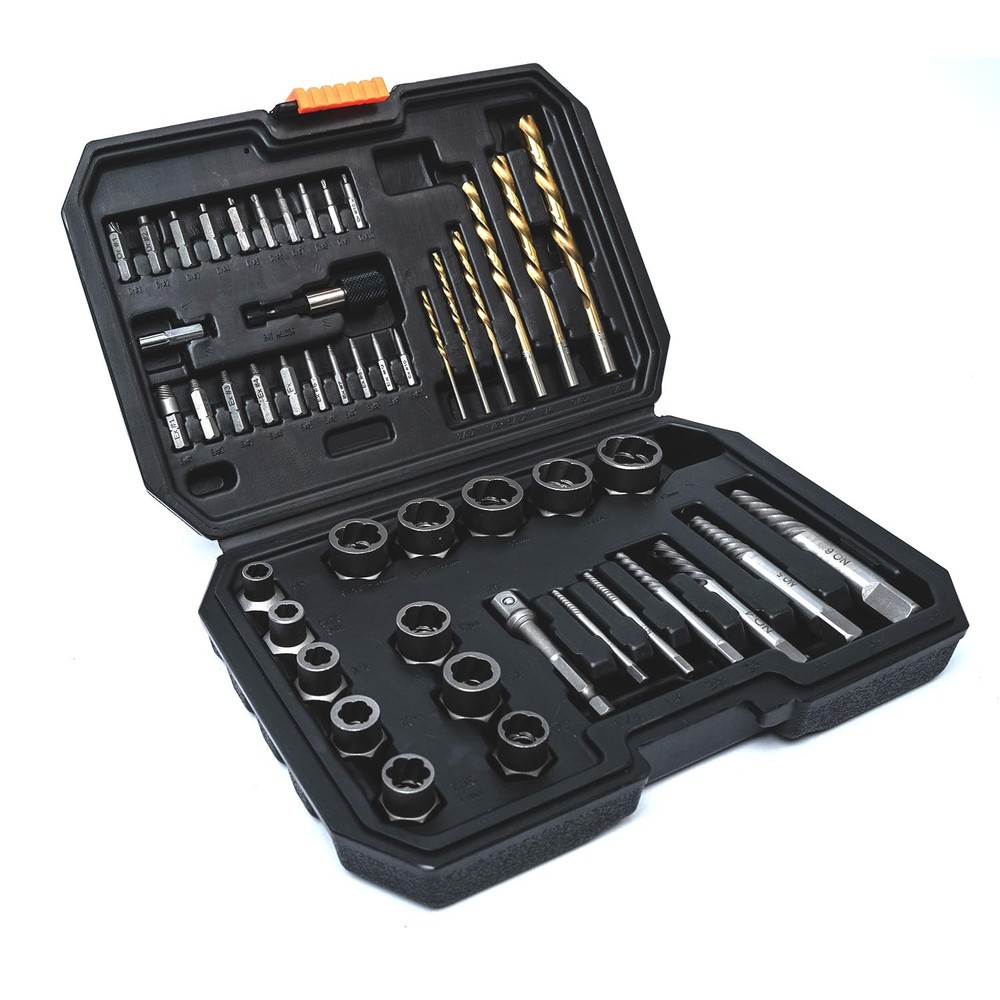 48PCS HSS Damaged Screw Extractor Set with Left Hand Drill Bits for Bolt Removal