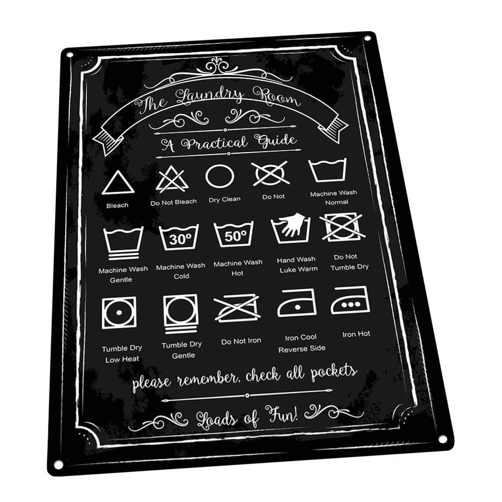 Laundry Guide Metal Sign - Modern Home & Laundry Room Decor