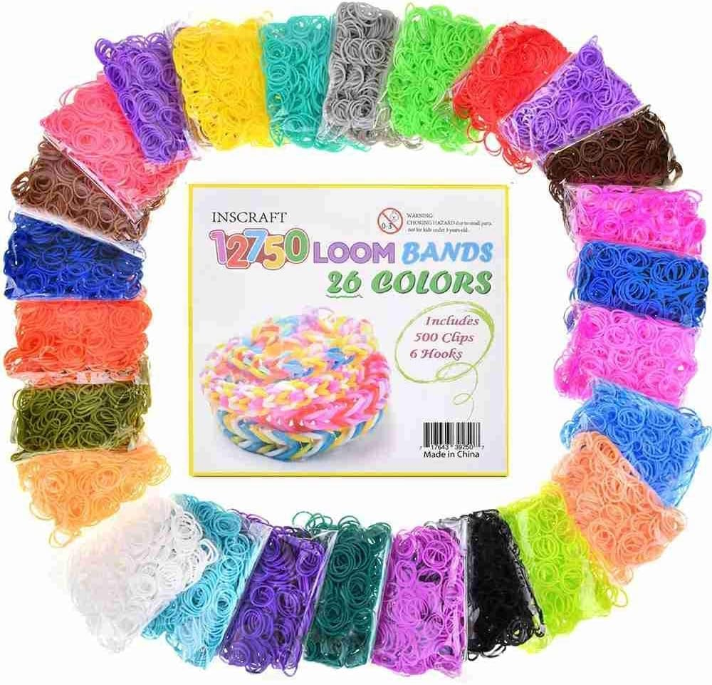 12750Pcs Loom Rubber Bands Refill Kit in 26 Color with 500 Clips,6 Hooks, Premiu