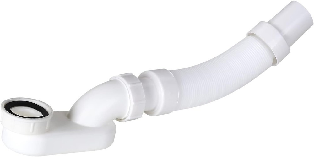 Flexible Freestanding Tub Drain Kit - Low Profile Flat P Trap for Bathtub Shower