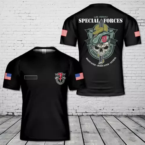 Custom Name US Army 7th Special Forces Group (7th SFG) T-Shirt 3D