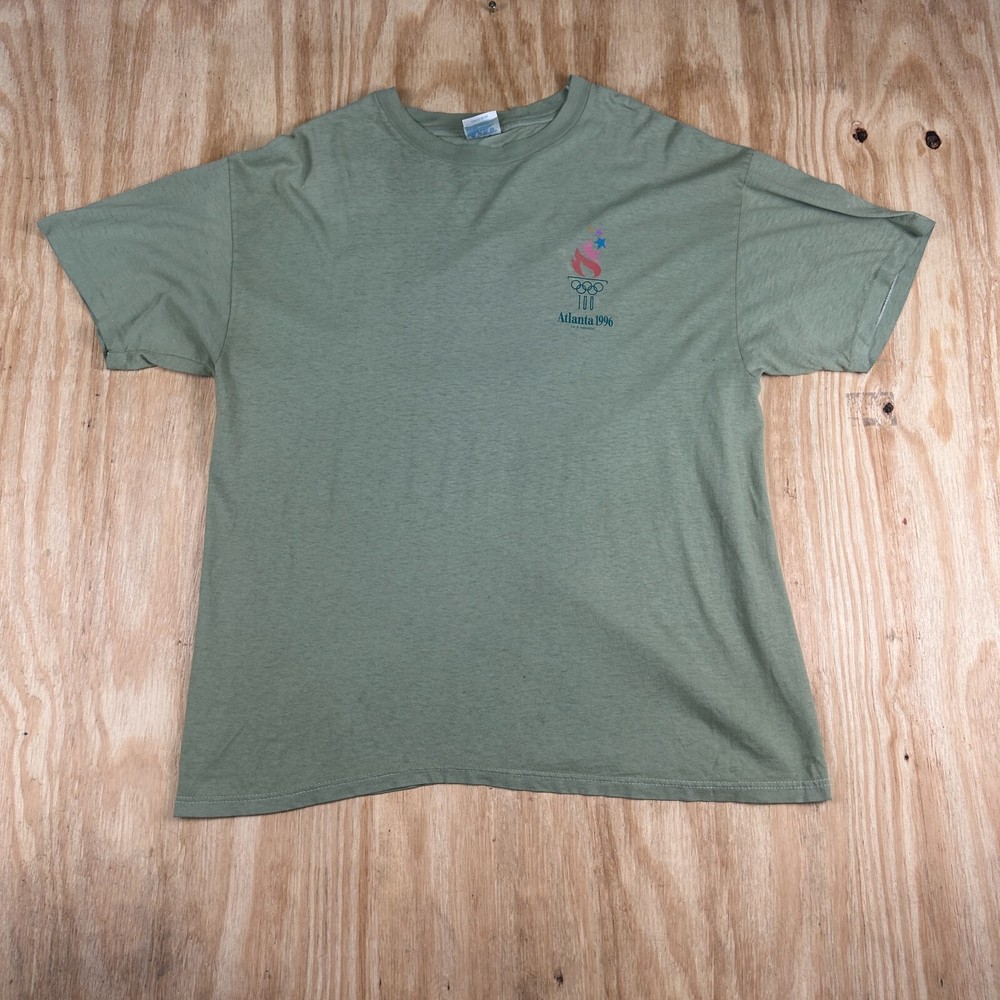 Vintage Hanes 1996 Atlanta Olympics XL Green Crew Neck T-Shirt for Men
