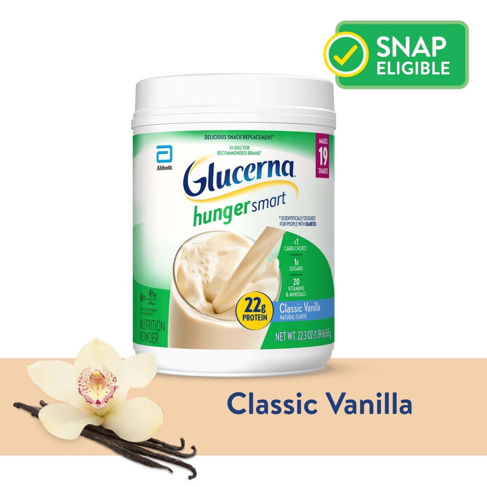 Glucerna Hunger Smart Powder, Diabetic Protein Shake Vanilla 22.3-oz Tub 1 Count
