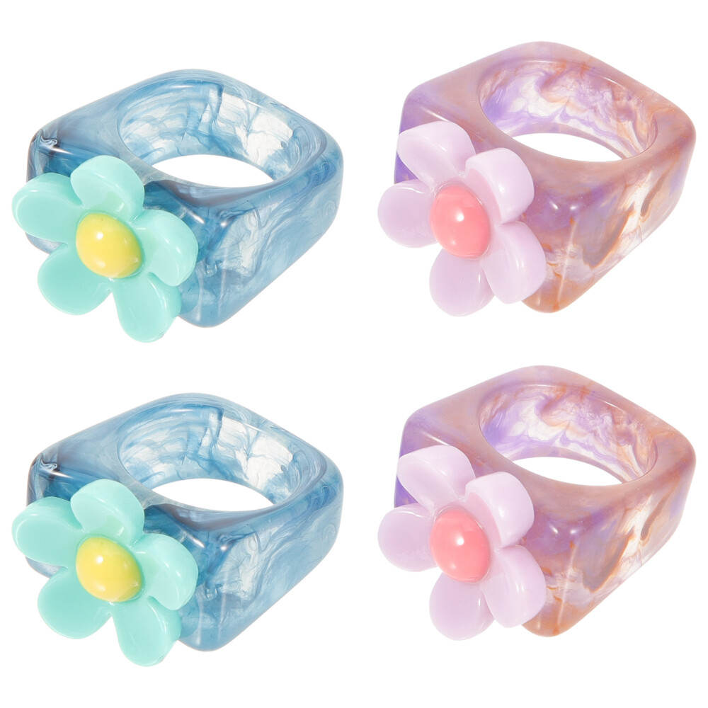 4 Piece Gold Dangle Resin Earrings for Women and Girls Vintage Style