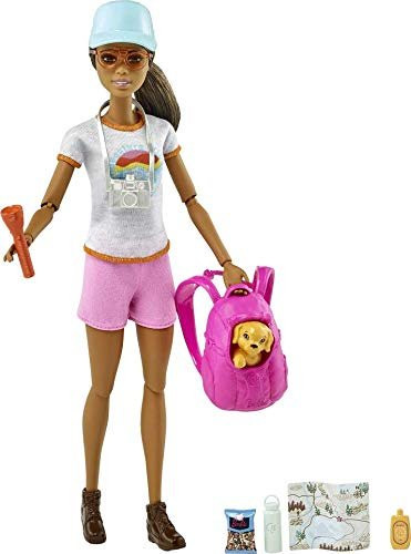 Barbie Hiking Adventure Set with Brunette Doll Puppy and 9 Accessories