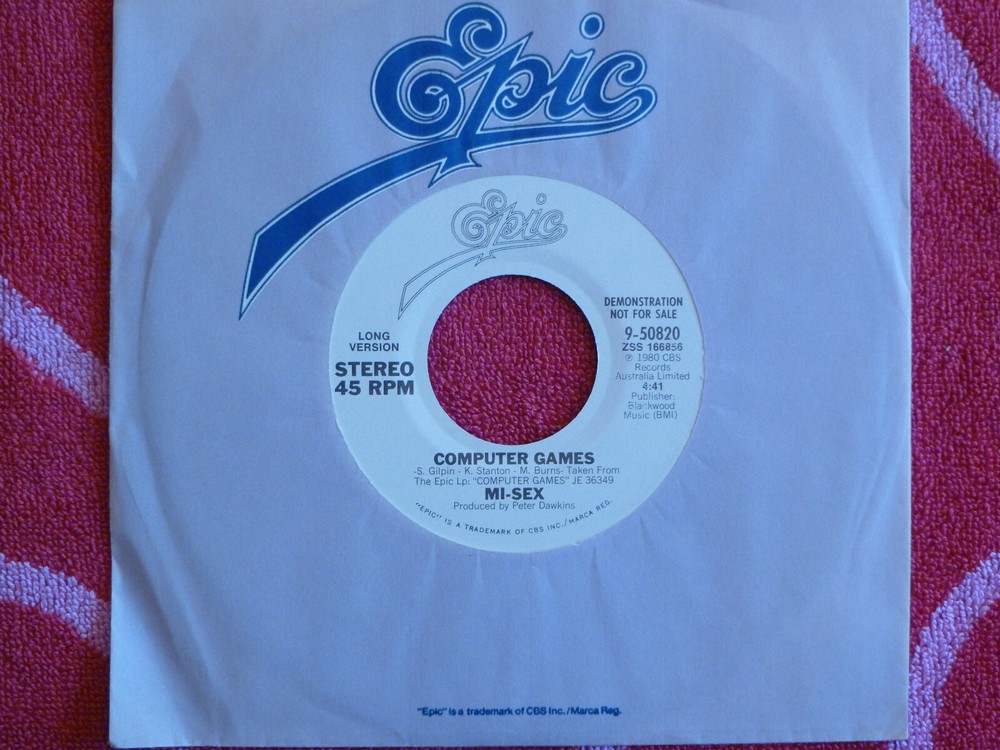 MI-SEX Computer Games 45 rpm WHITE LABEL PROMO Epic 1980 (Long/Short Versions)