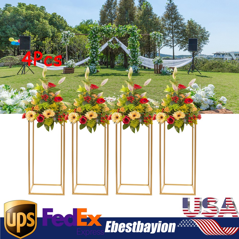 4Pcs Metal Flower Stand Party Wedding Centerpiece Column Holder Rack Decor