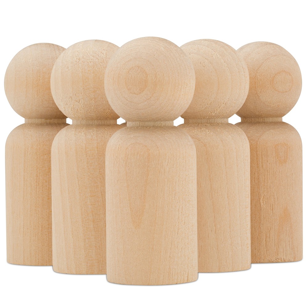 Wood Peg Dolls Unfinished 2-3/8 inch Pack of 100 Birch Wooden Dad Dolls for P...