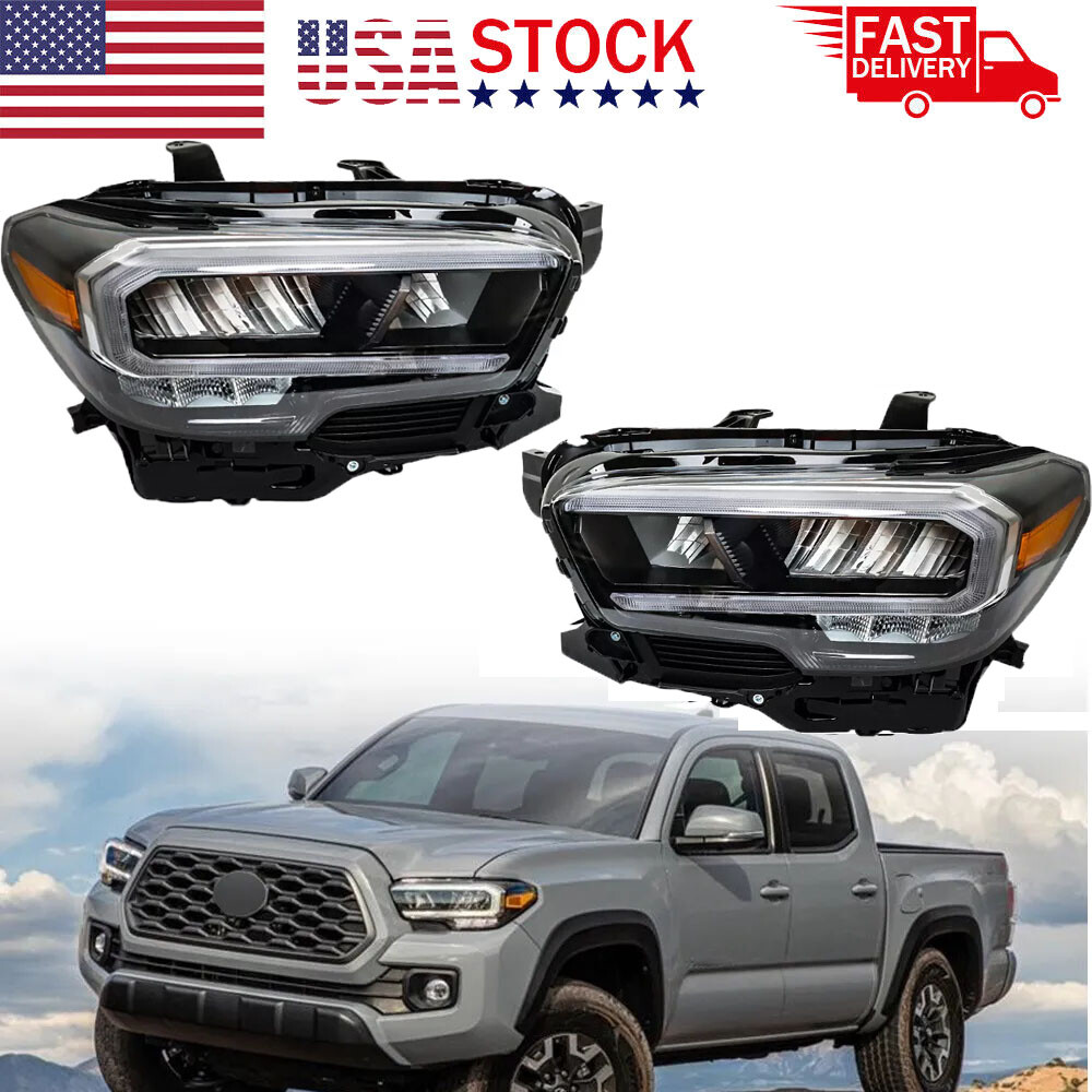 Pair Headlights Assembly Full LED Lamp Fit For Toyota Tacoma 2020-23 Limited/TRD