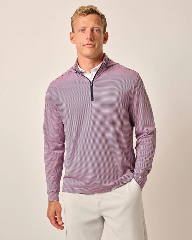johnnie-O Hybrid Performance 1/4 Zip Hoodie Navy/Porto Pink Size M
