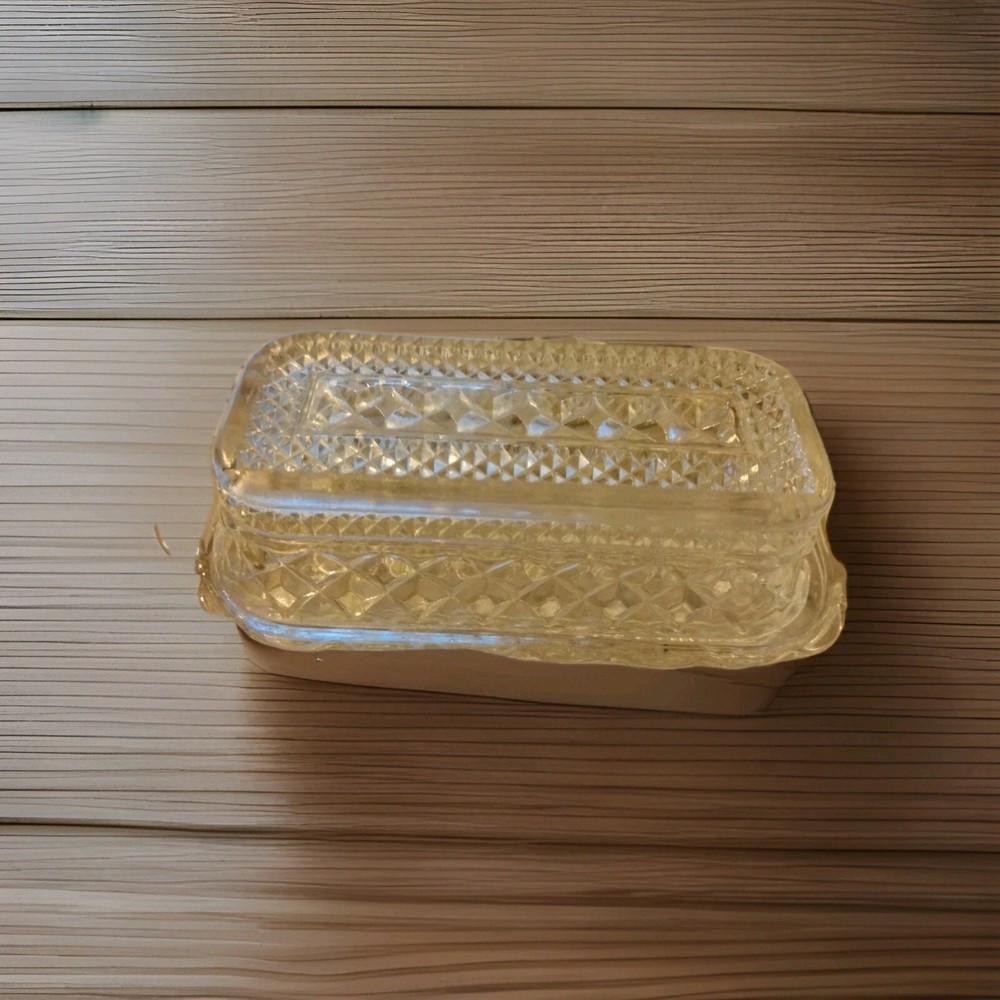 Crystal Heavy Weight Butter Dish Beautiful for Holliday Events Dining Table
