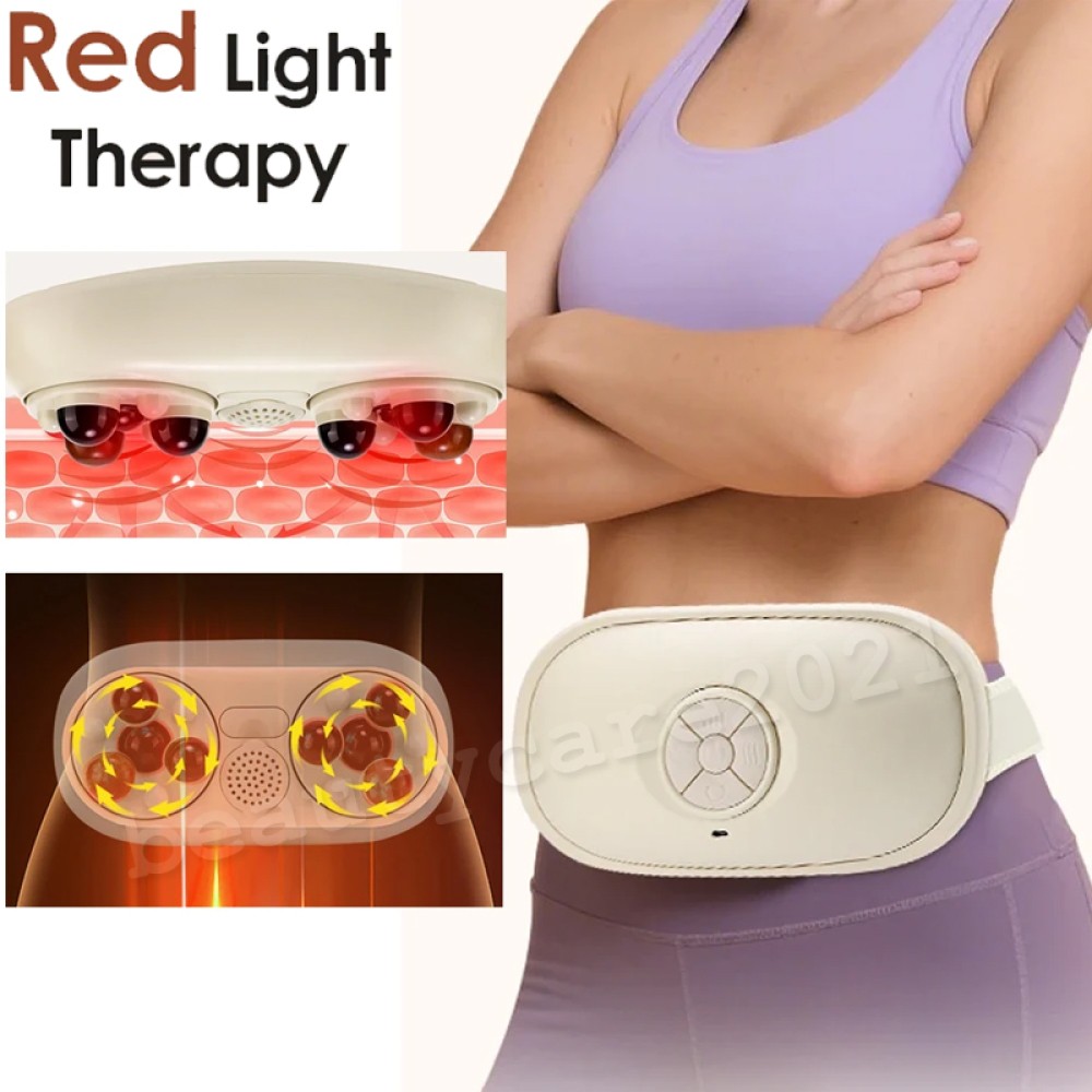 Electric Abdominal Massager LED Light Heating Bian Stone Kneading Waist Massager