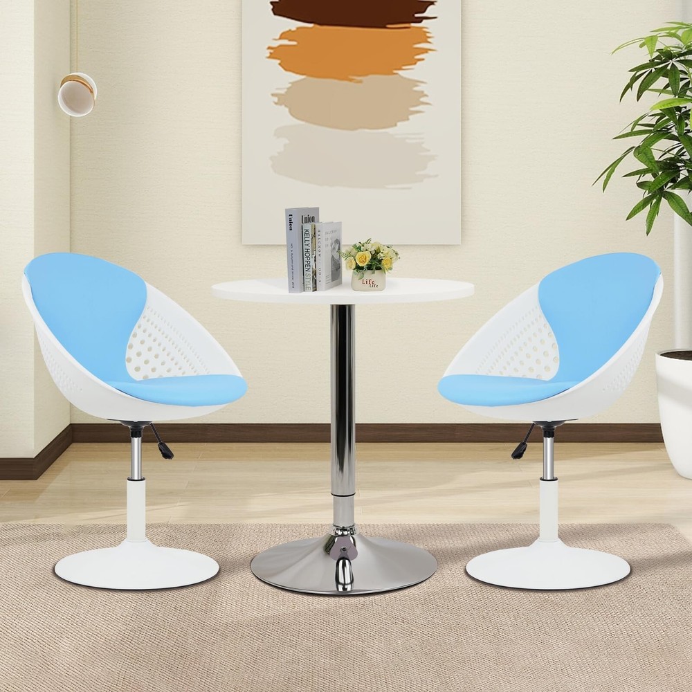 CLATINA 360° Swivel Egg-Shaped Adjustable Height Waiting Chairs Set of 2