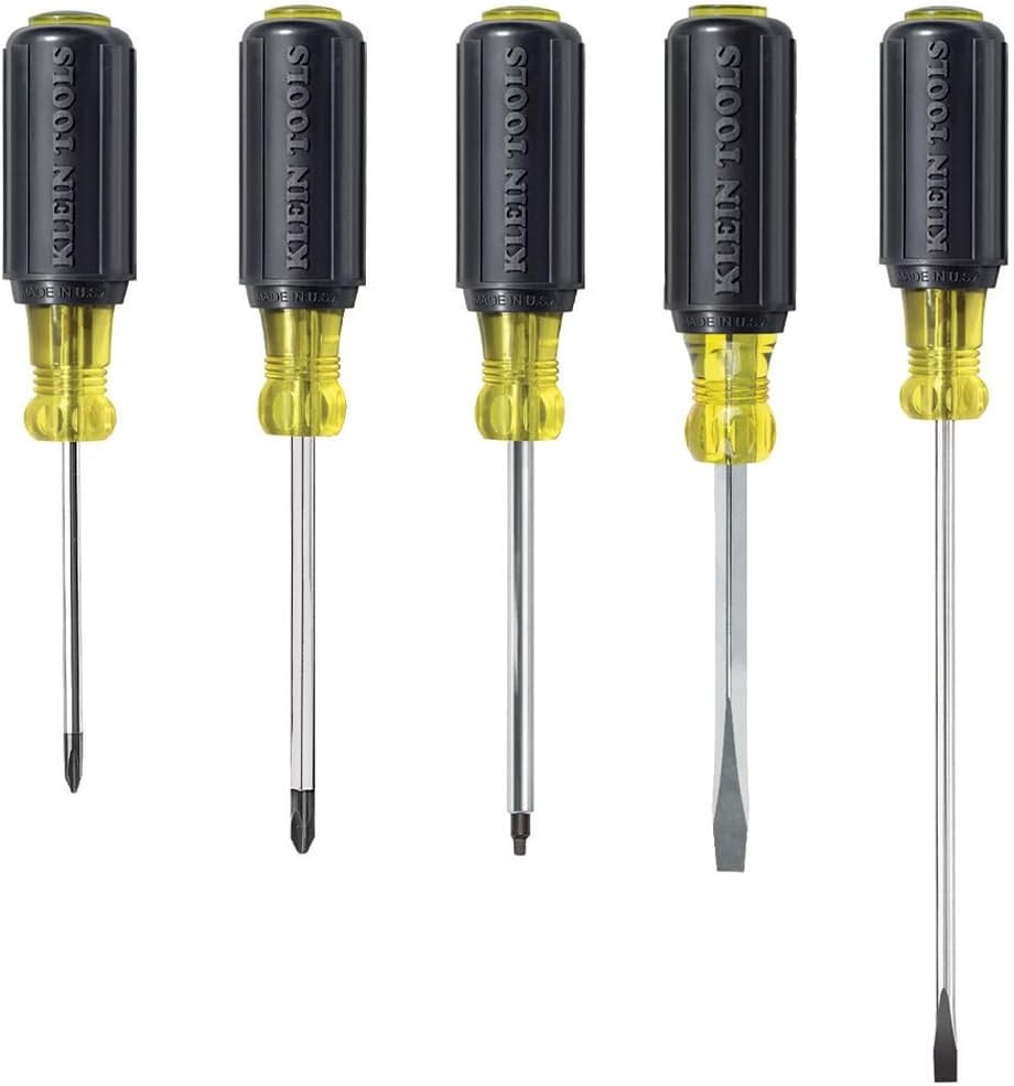 Klein Tools 5-Piece Screwdriver Set with 2 Slotted and 2 Black Oxide Tips
