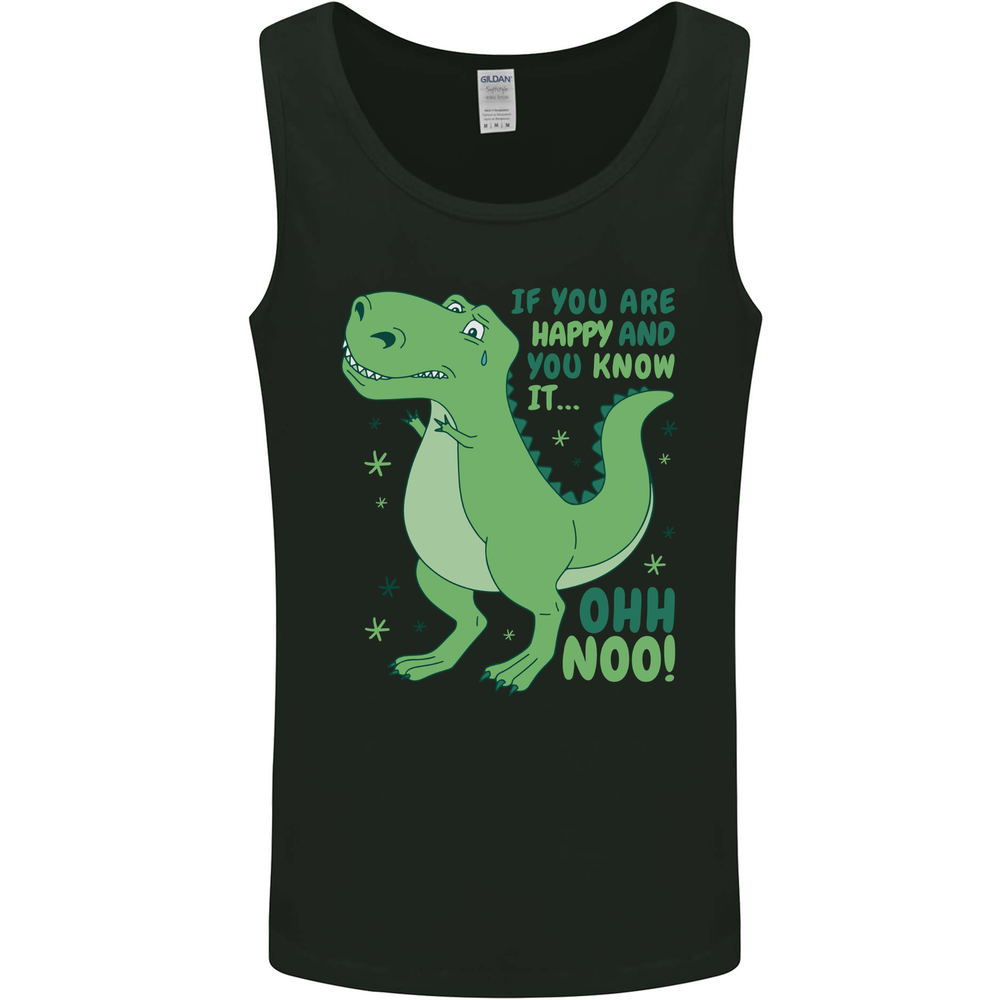 If You're Happy Funny Dinosaur T-Rex Mens Vest Tank Top