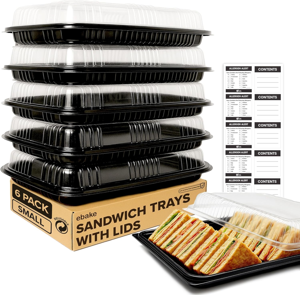 6 Pack Catering Trays with Lids – 13