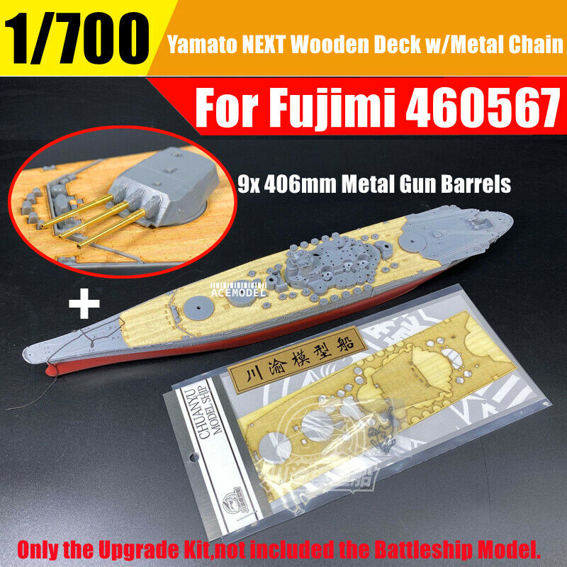 1/700 IJN Yamato Battleship Wooden Deck+Metal Gun Barrels Kit for FUJIMI 46056