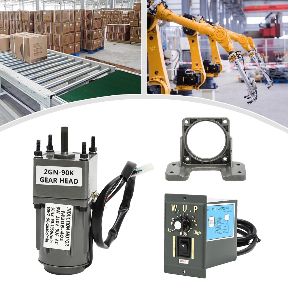 Adjustable Gear Motor Engine AC 110V 6W 2GN 90K 15RPM Gearbox Speed Controller