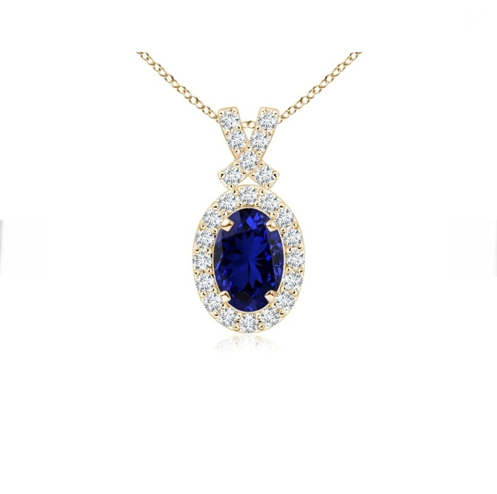 Forever Blue Sapphire Pendant - Engraved with Love For Women