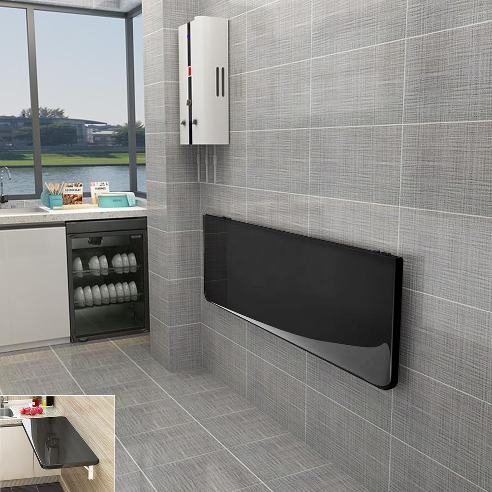 Wall-mounted folding drop-down table with space-saving design