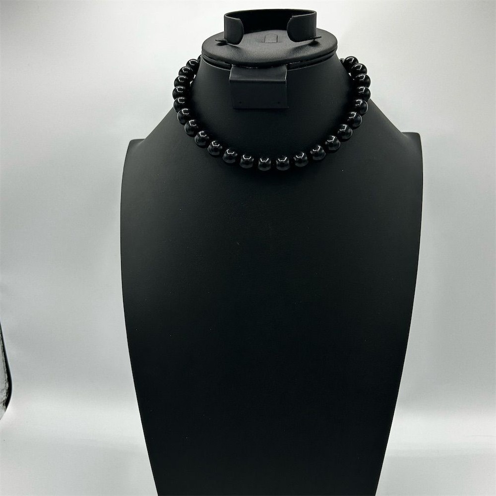 Vintage Gothic Black Beaded Choker Necklace by Unbranded in One Size