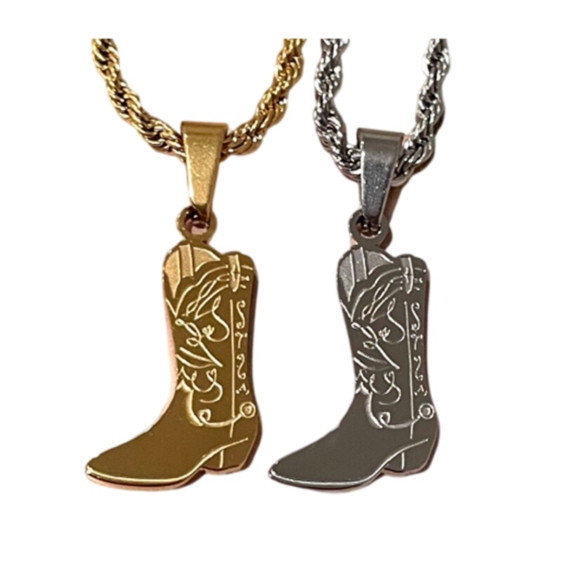 Customizable Boot Pendant Necklace with Engraving Option
