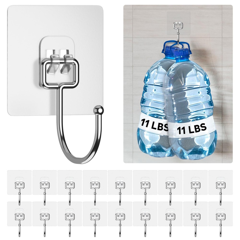 Heavy Duty 22lb Wall Hooks No Damage Adhesive