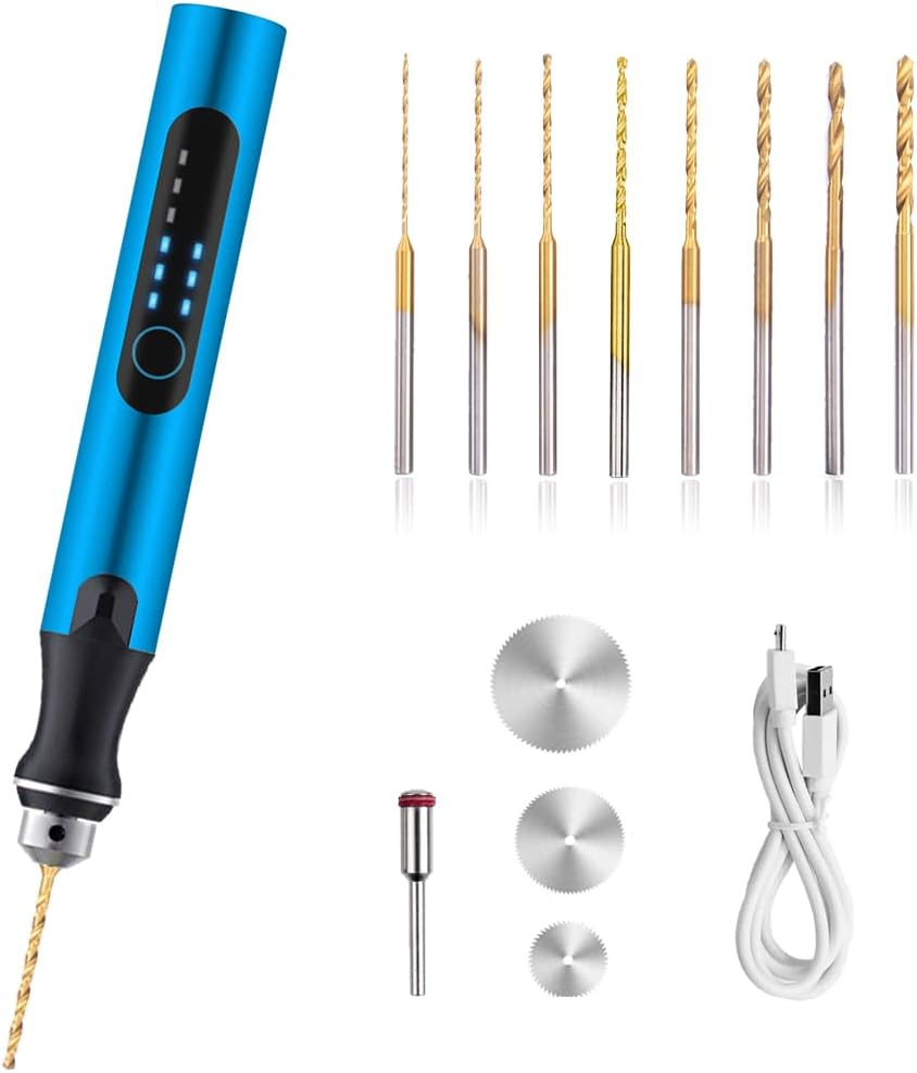 3-Speed Cordless Mini Drill Pen with 8 Small Drill Bits,Rechargeable Electric