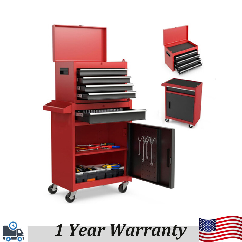 2in1 Rolling Toolbox Multi-Function Box For Garage Workshop With Detachable Top