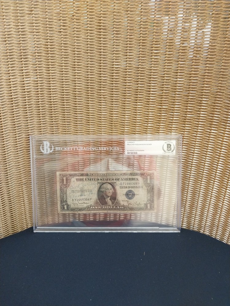 1935 D Silver Certificate Autographed Hand Signed  Preacher Roe Beckett BAS Cert