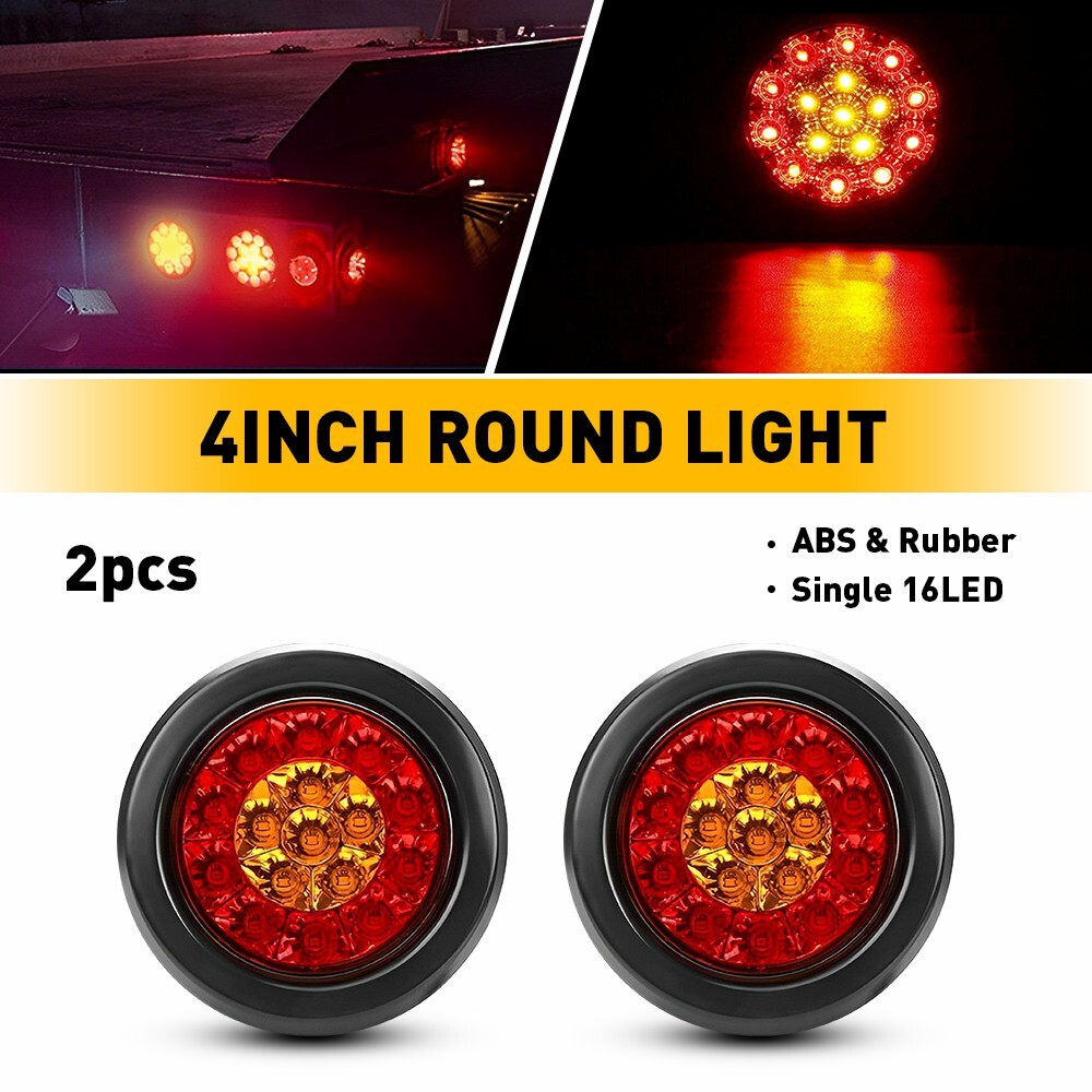 Amber Red LED Light Tail Stop Rear Brake Grommet Reverse Rubber Truck Trailer