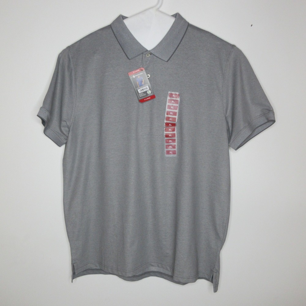Members Mark Mens XL Stretch Pique Polo Shirt Soft Grey Classic Fit-image