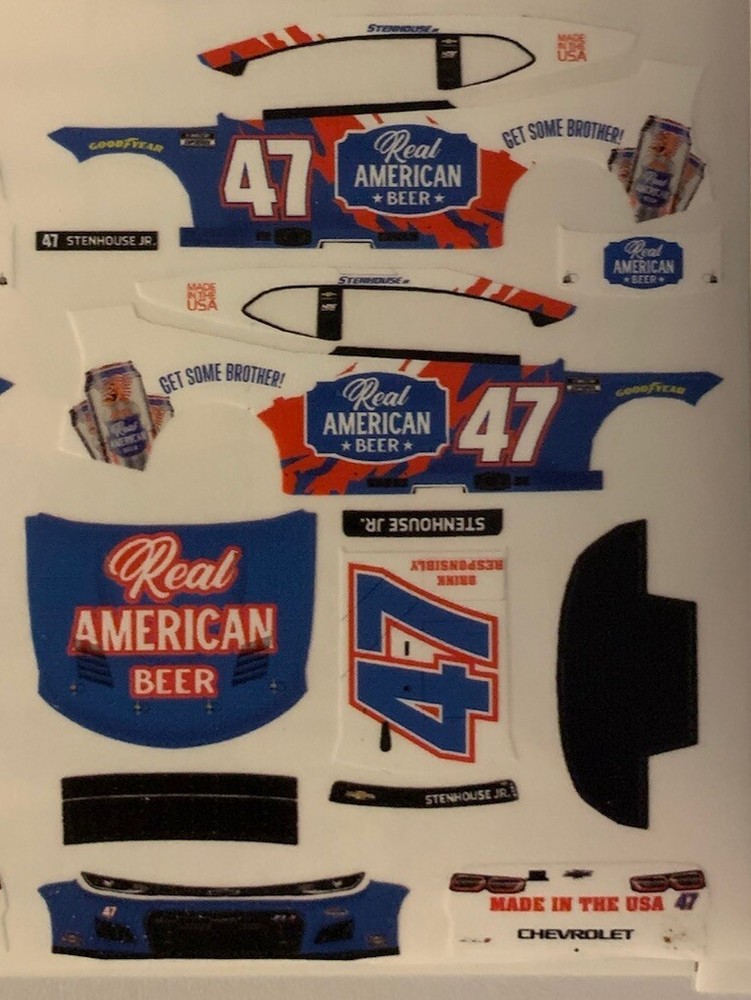 2025 Ricky Stenhouse Jr #47 NASCAR 1/64 Scale Beer Decals Peel & Stick