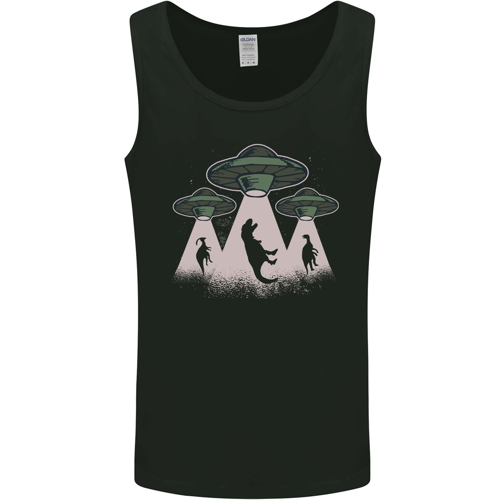 Dinosaur Abduction Funny Alien T-Rex UFO Mens Vest Tank Top