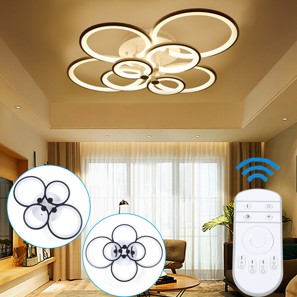Flush Mount Lamp Chandelier Modern LED Acrylic Ceiling Light Living Room Remoted