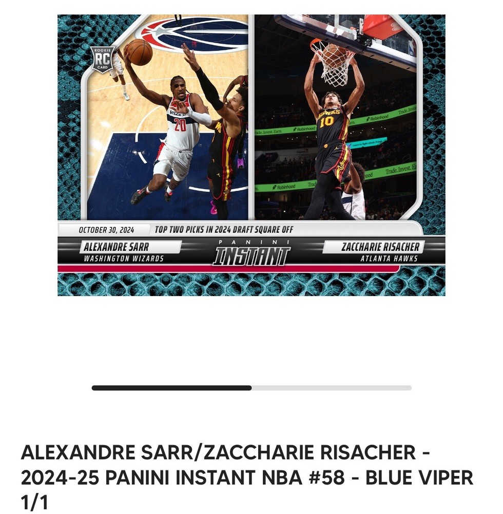 PRESALE 1/1 24-25 Panini Instant NBA #58 Sarr Wizards Risacher Hawks RC 🔥🔥🔥-image