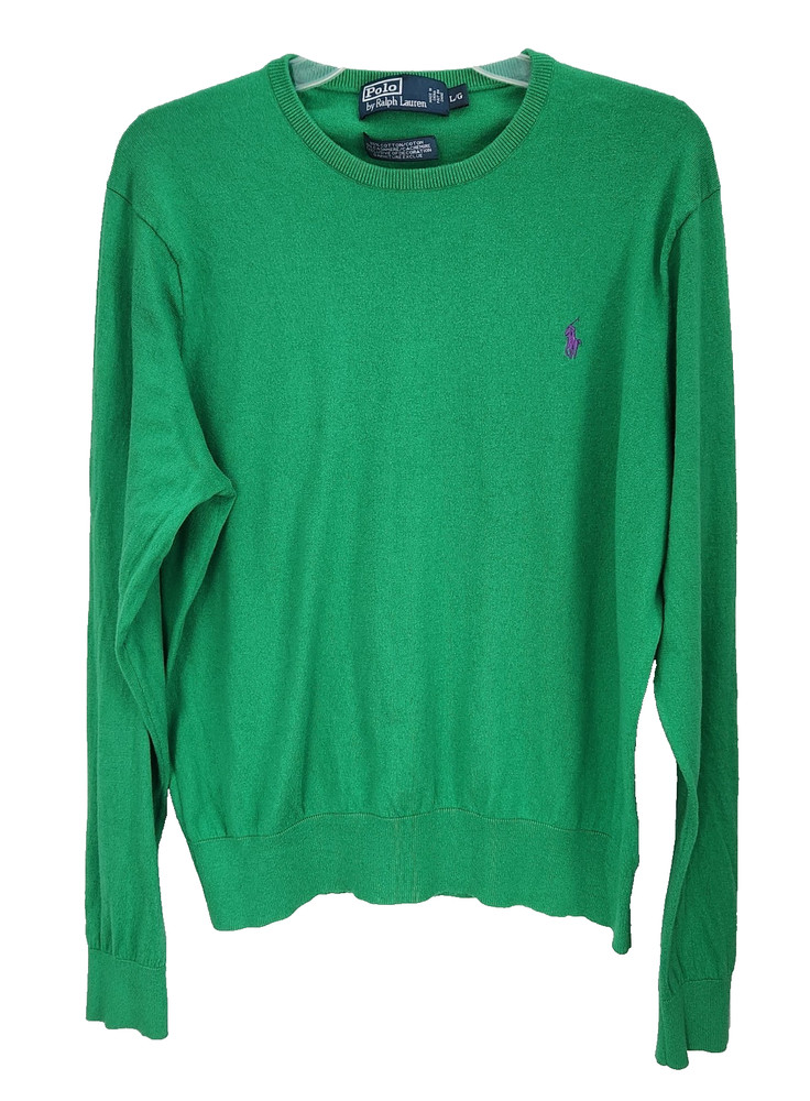 Polo Ralph Lauren Cotton Cashmere Sweater Green Men's Large Preppy Old Money