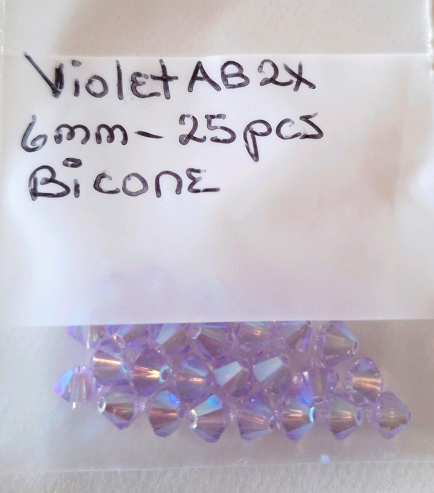 Swarovski Violet AB 6mm Bicone Crystals Lot of 25 New 2X Sparkle