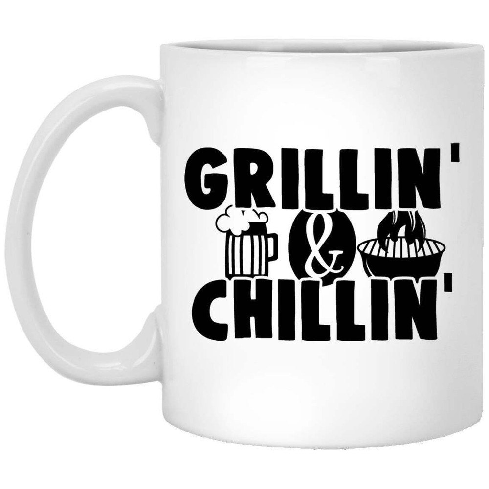 Grill Mug Grillin' & Chillin'  Bbq Coffee Mugs Gift For Dad Grandpa Brother
