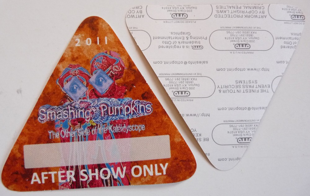 Smashing Pumpkins 2011 Tour Concert Orange After Show Access Backstage Pass D4
