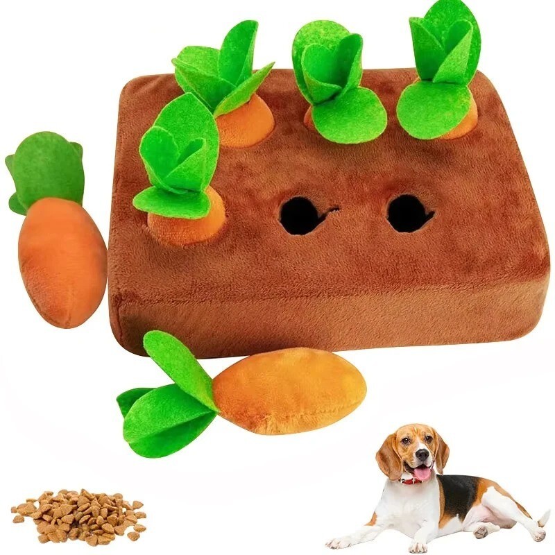 Bite-Resistant Interactive Carrot Plush Chew Toys for Small Medium Large Dogs