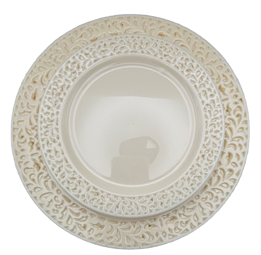 Silver Spoons Elegant Disposable Dinner & Salad/Dessert Plates (12) Party/Event