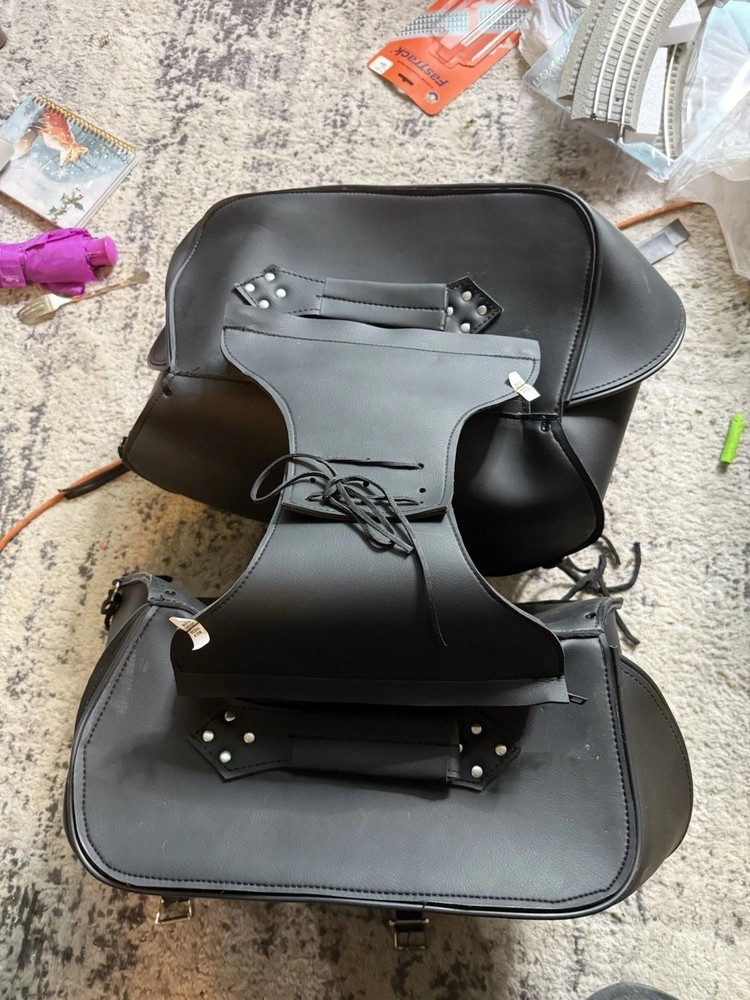 Black Leather Throw Over Saddle Bags