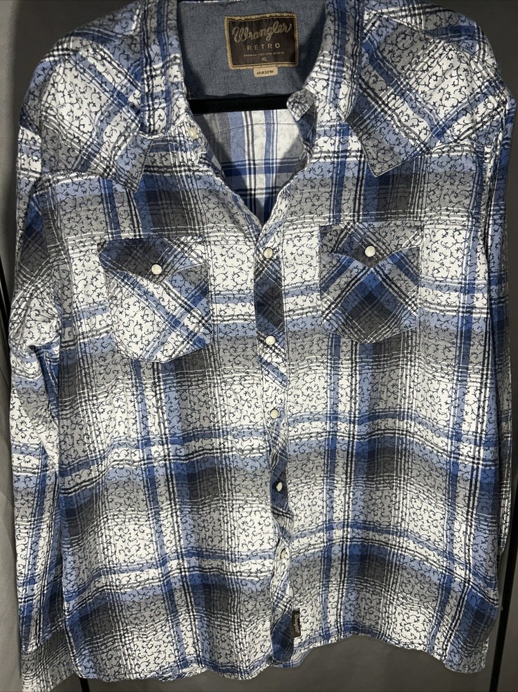 Wrangler Retro Premium Men’s XL Floral Western Pearl Snap Long Sleeve