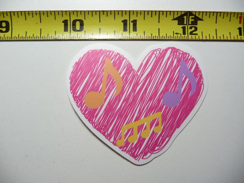 Scrawled Heart Music Notes Decal Sticker for Musicians and Fans