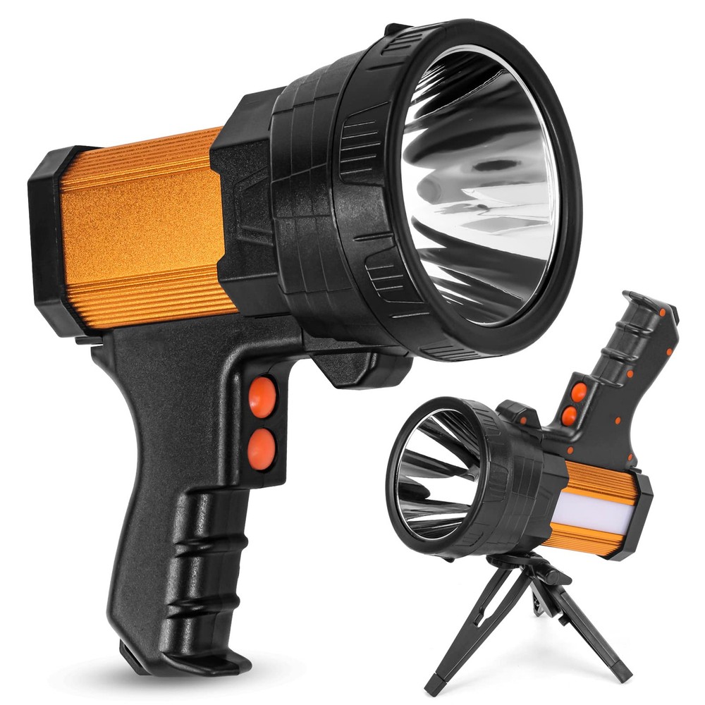 Super Bright Rechargeable Spotlight - Handheld LED Flashlight with Long-Lasting Battery and Ultra-Bright Beam for Camping, Hiking, and Emergencies